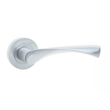 Twirl Door Handle on Rose Satin Chrome