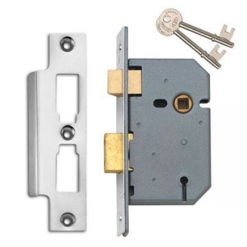 Union 3 Lever Mortice Sashlock 75mm Satin Chrome