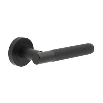 Venice Lined Door Handle On Rose Matt Black