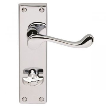 Victorian Door Handle On Bath Backplate Polished Chrome
