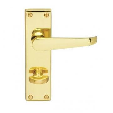 Victorian Door Handle On Bath Backplate Polished Brass