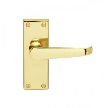 Victorian Latch Door Handle On Latch Backplate Polished Brass