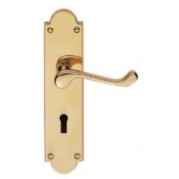 Victorian Door Handle On Lock Backplate Polished Brass