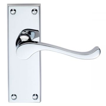Victorian Scroll Door Handle On Latch Backplate Polished Chrome 