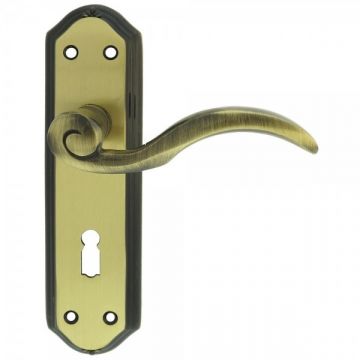 Wentworth Door Handles On Lock Backplate Florentine Bronze