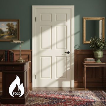 Colonist Woodgrain Internal White Primed 6 Panel Fire Door