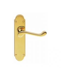 Epsom Suite Door Handle On Latch Backplate Polished Brass
