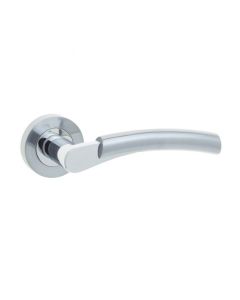 Capri Door Handle On Rose Polished & Satin Chrome 