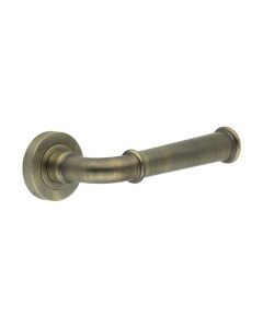 Classic Door Handle On Rose Antique Brass