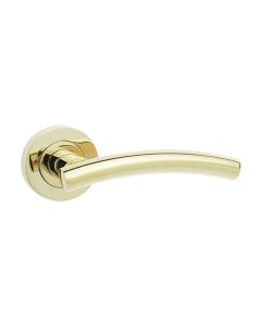 Curve Door Handle On Rose PVD Brass