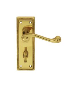 Georgian Door Handle On Bath Backplate Polished Brass 