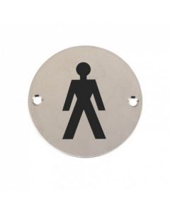 Male Symbol 76mm Satin Stainless Steel 