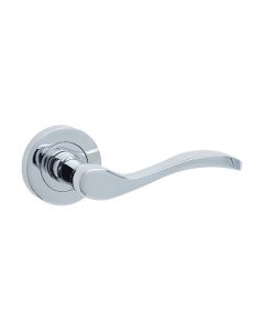 Turin Door Handle On Rose Polished Chrome