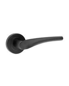 Twirl Door Handle On Rose Matt Black