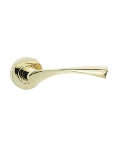 Twirl Door Handle On Rose PVD Brass