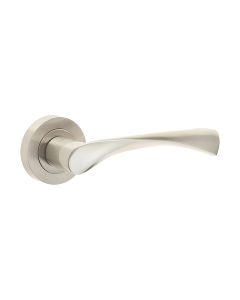 Twirl Door Handle On Rose Satin Nickel