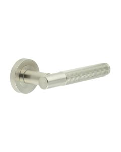 Venice Lined Door Handle On Rose Satin Nickel