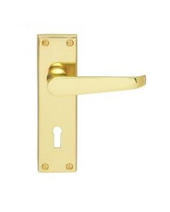 Victorian Door Handle On Lock Backplate Polished Brass 