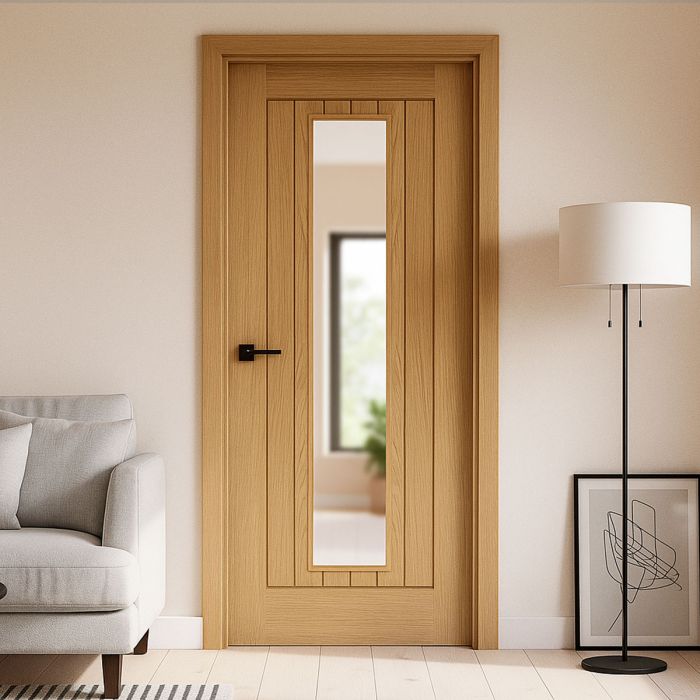 Mexicano Internal White Oak 1 Lite Clear Glazed Finished Door main product photo