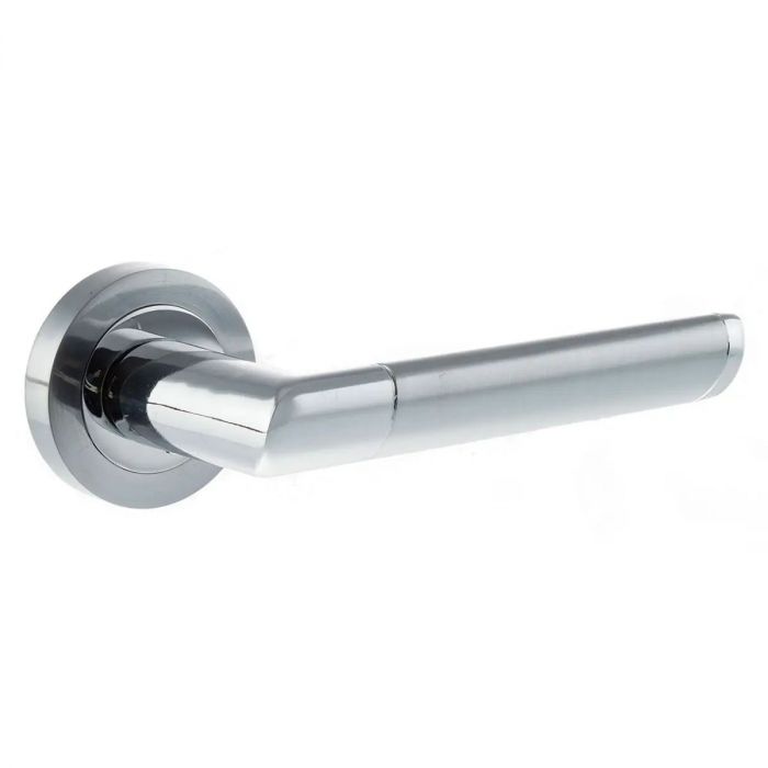 Santorini Door Handle on Rose Satin Chrome & Polished Chrome main product photo