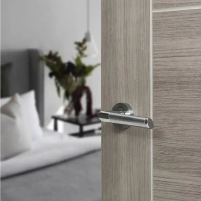 Santorini Door Handle on Rose Satin Chrome & Polished Chrome main product photo