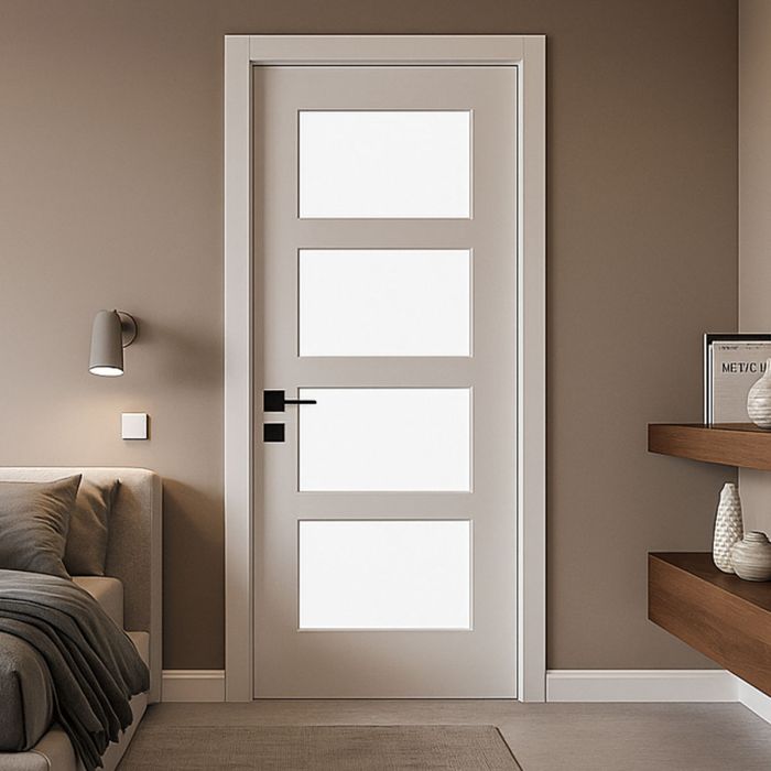 Shaker Internal White Primed 4 Lite White Laminated Glazed Door main product photo