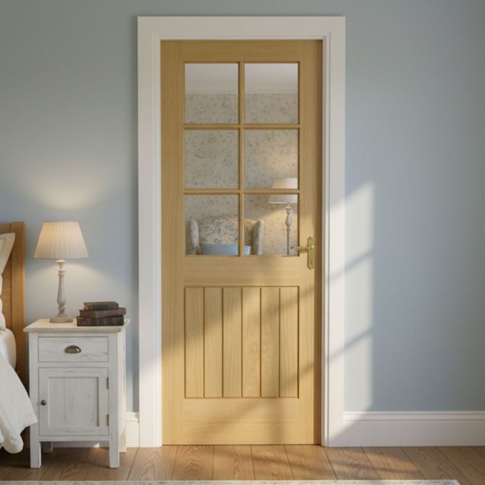 Mexicano Internal White Oak 6 Lite Clear Glazed Door main product photo